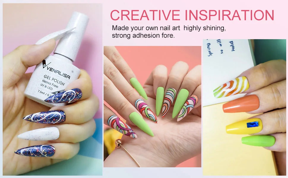 VENALISA VIP4 Kit Nail Gel Polish HEMA FREE Full Coverage 36/60 Color Gel Pigment Professional Nail Art Long-lasting Gel Varnish