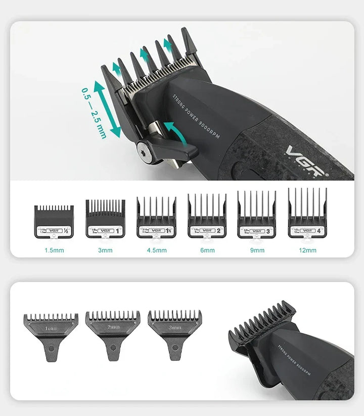 VGR Hair Trimmer Professional Electric Hair Clipper Barber Hair Cutting Machine 9000 RPM Haircut Metal Trimmer for Men V-640