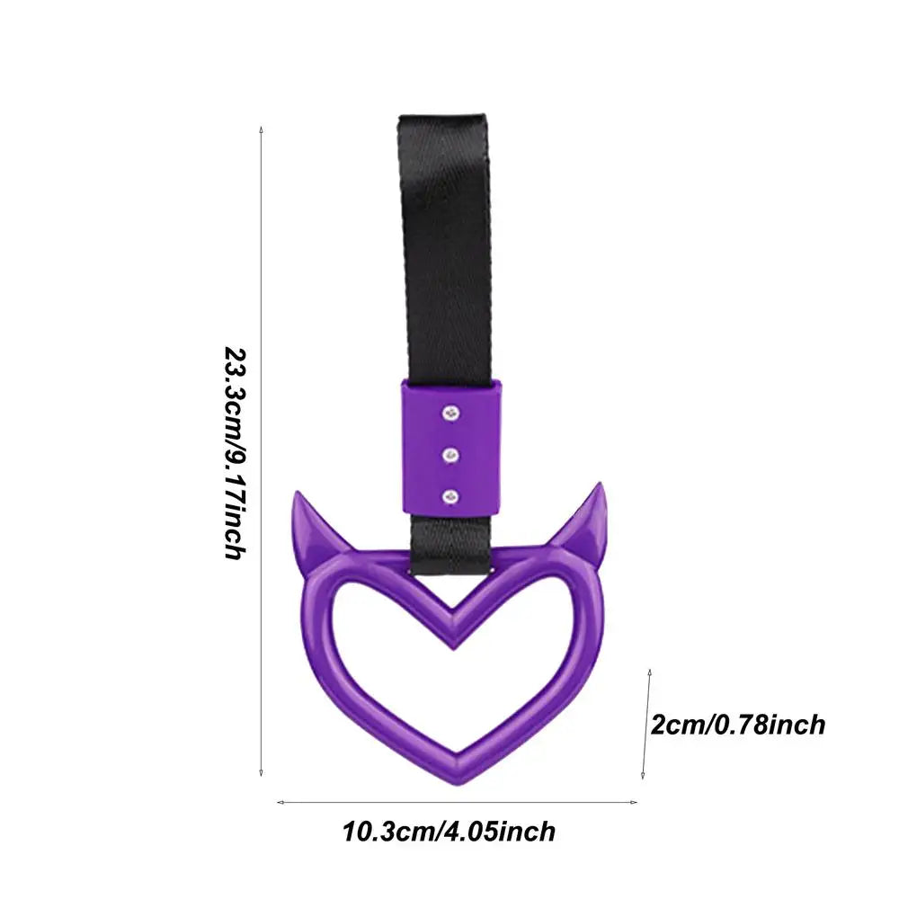 1Pcs New Handle Ring Heart Train Bus Hand Strap Styling Drift Charm Car Warning Tow Strap Hook Sticker