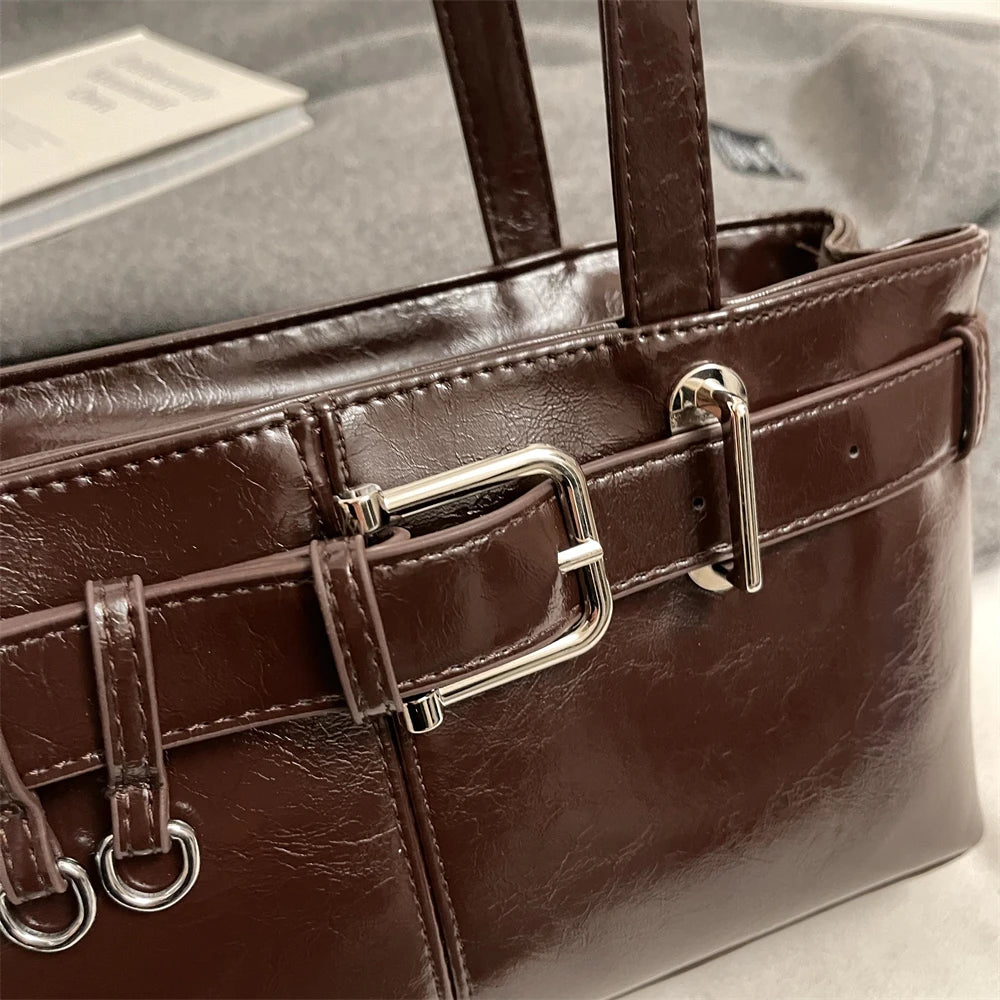MOODS Belt Buckle Design Shoulder Satchels Bag For Women 2025 New In Luxury Designer Handbags Branded Fashion Totes With Pendant