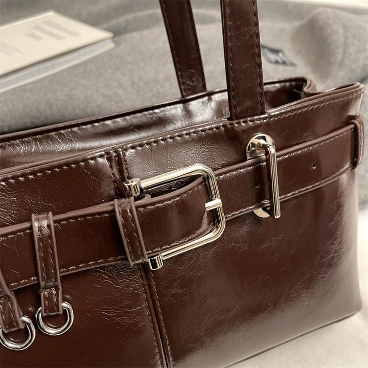MOODS Belt Buckle Design Shoulder Satchels Bag For Women 2025 New In Luxury Designer Handbags Branded Fashion Totes With Pendant