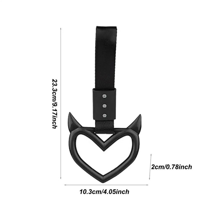 1Pcs New Handle Ring Heart Train Bus Hand Strap Styling Drift Charm Car Warning Tow Strap Hook Sticker