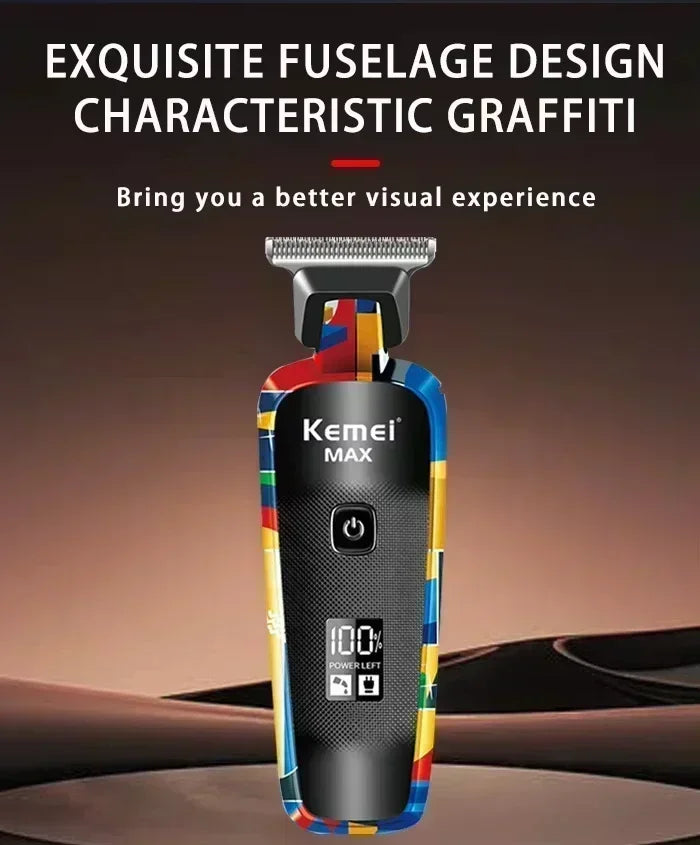 Kemei Hair Clipper Rechargeable Graffiti Pattern Electric Professional Barber Trimmer Man Shaver KM-MAX2092 KM-MAX5090 KM-RS7098