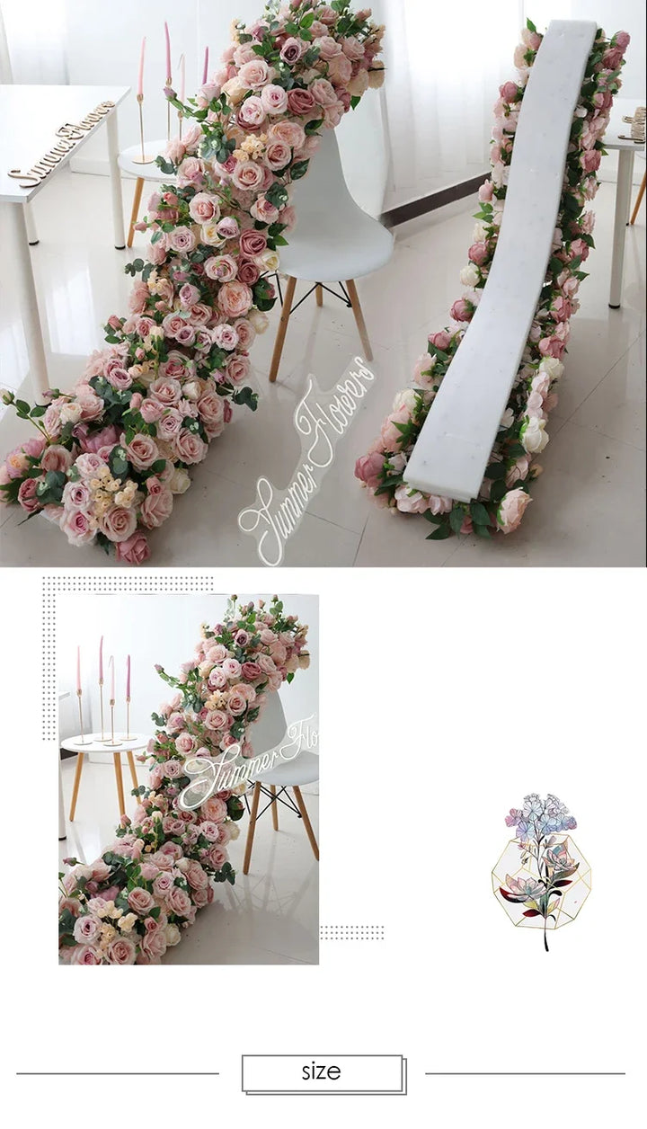 2m Luxury Runner Flower Row Artificial Flowers for Table Centerpiece Wedding Decoration Mix Flowers Backdrop Wall Arches Decor