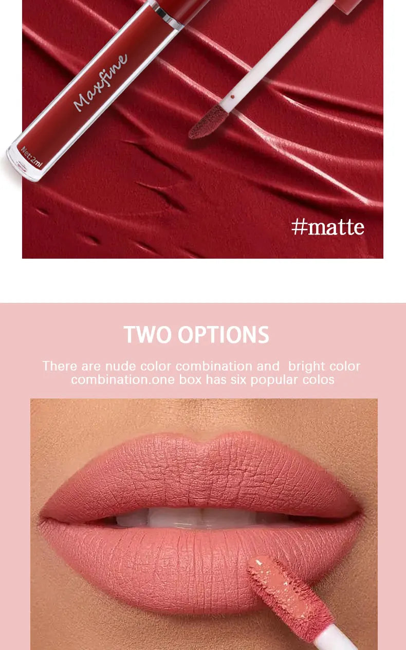 6-Color Waterproof Lip Gloss Set