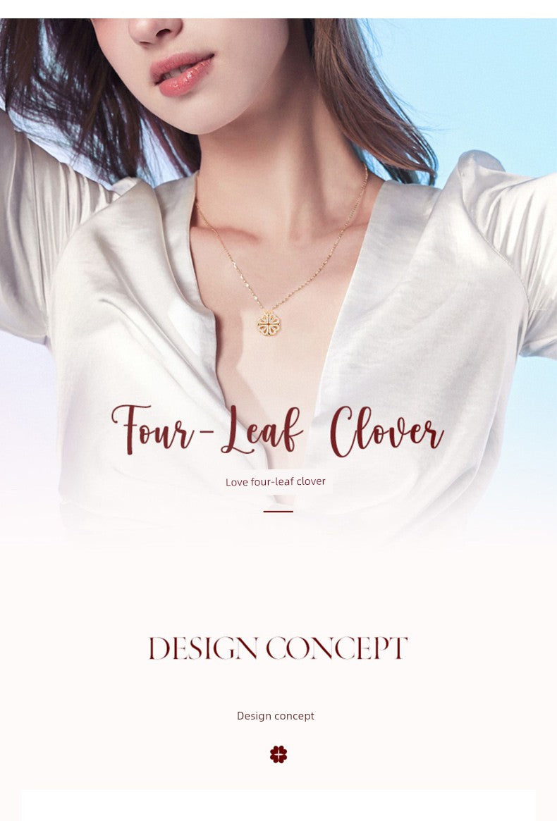 Four-Leaf Clover Foldable Sterling Silver Clavicle Chain Chinese Valentine's Day Gift