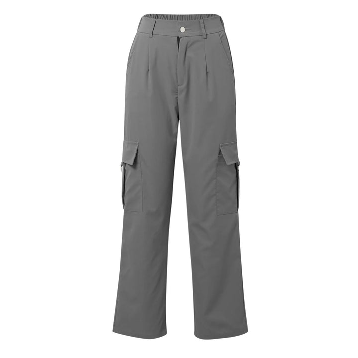 Womens Cargo Pants High Waist Streetwear Multi Pocket Y2k Parachute Pants Button Solid Color Wide Leg Trousers
