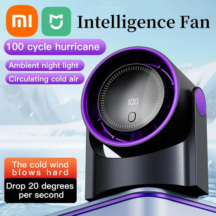 Xiaomi Smart Electric Fan 100 Speed Bladeless Fan USB Charging Desktop Silent Wall Mounted Air Conditioner Office Indoor Camping