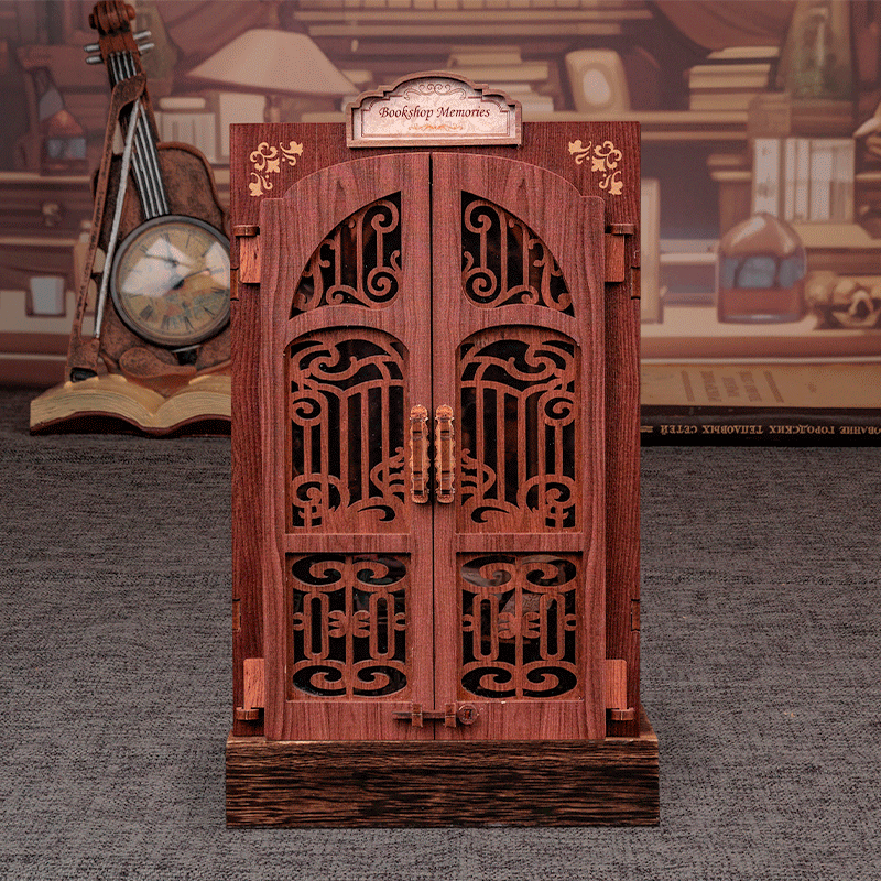CUTEBEE Bookstore Book Nook with Light DIY Miniature Wooden Dollhouse for Decor Gift Bookshelf Insert Kit 3D Puzzle