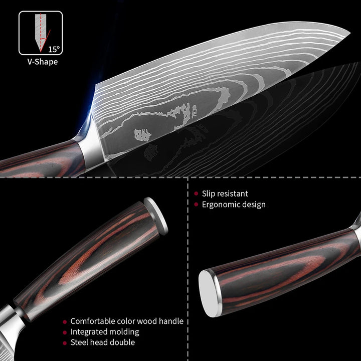 XITUO Professional Damascus Laser Pattern Chef Knife High-Quality Kitchen Knife, Sharp Slicing Cleaver, Boning & Utility Knife