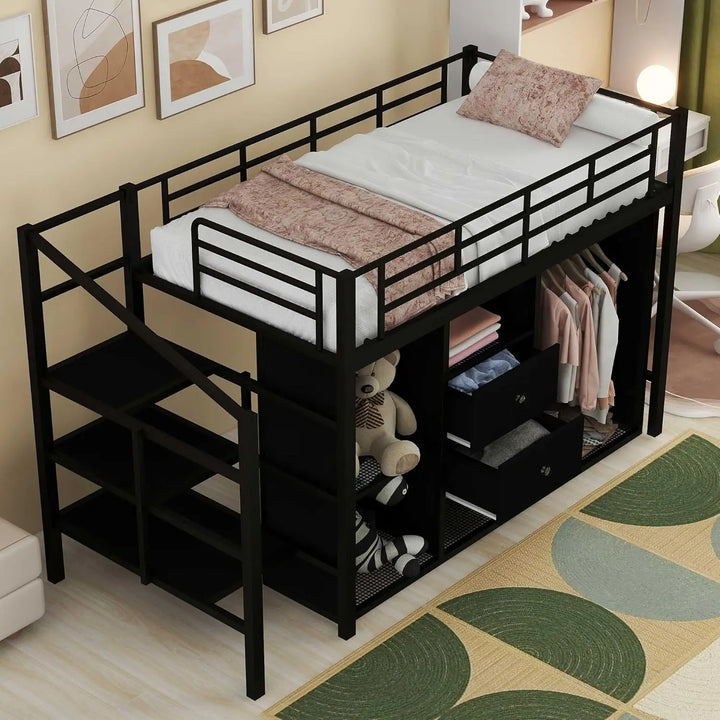 Full Metal Loft Bed with Desk