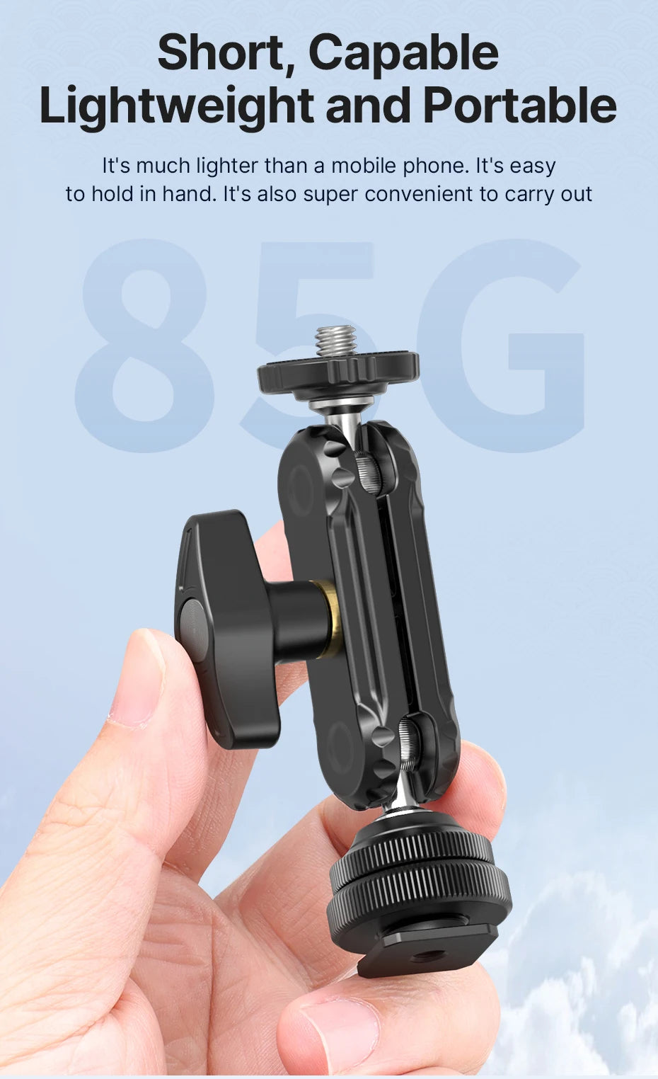 Ulanzi R098 Double Ball Heads Magic Arm with Cold Shoe Mount 1/4''  Screw for DSLR Camera Monitor Mic Video Light Super Clamp