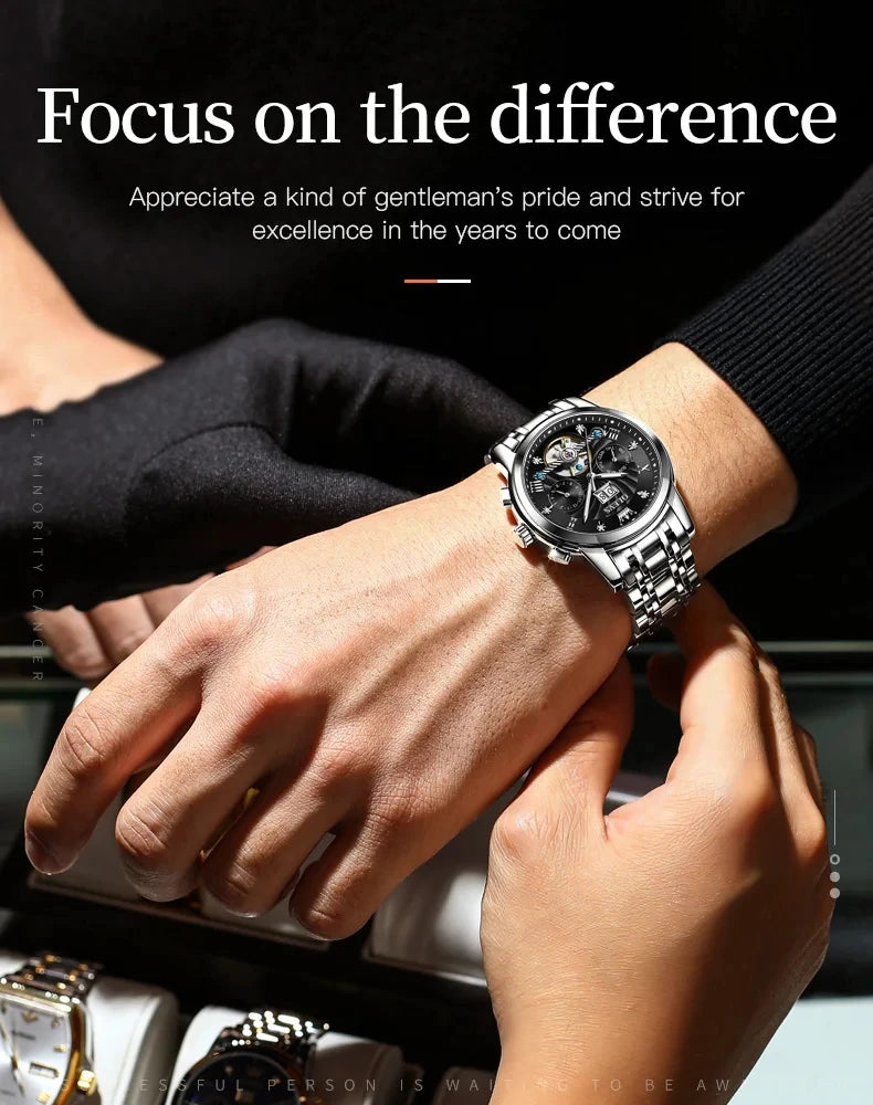 LIGE Fashion Men's Mechanical WristWatches Business Waterproof Tourbillon Watch Men Top Brand Luxury Automatic Watches For Men