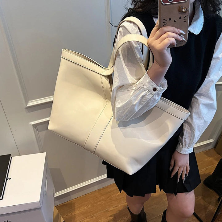 Soft Luxury Y Letter Women Shoulder Bag New Genuine Leather Fashion Large Capacity Tote Bag High-end Casual Commuting Brand Bag