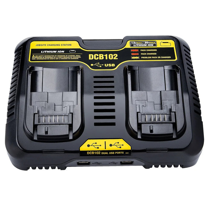 DCB102 DCB118 DCB112 Li-ion Battery Double Charging Dual USB Ports Charger For DeWalt 12V 14.4V 18V 20V DCB101 DCB200 DCB201