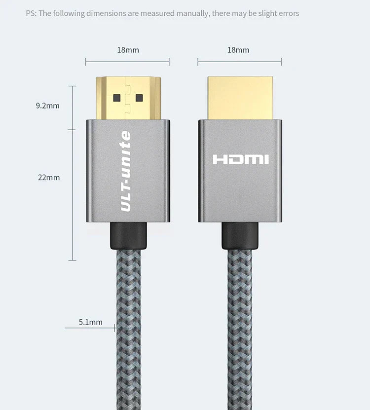 4K HDMI Cable High Speed 18Gbps HDMI 2.0 Cable HDR 3D Braided HDMI Cord ARC Compatible for MacBook Pro 2021 UHD TV Projector PC