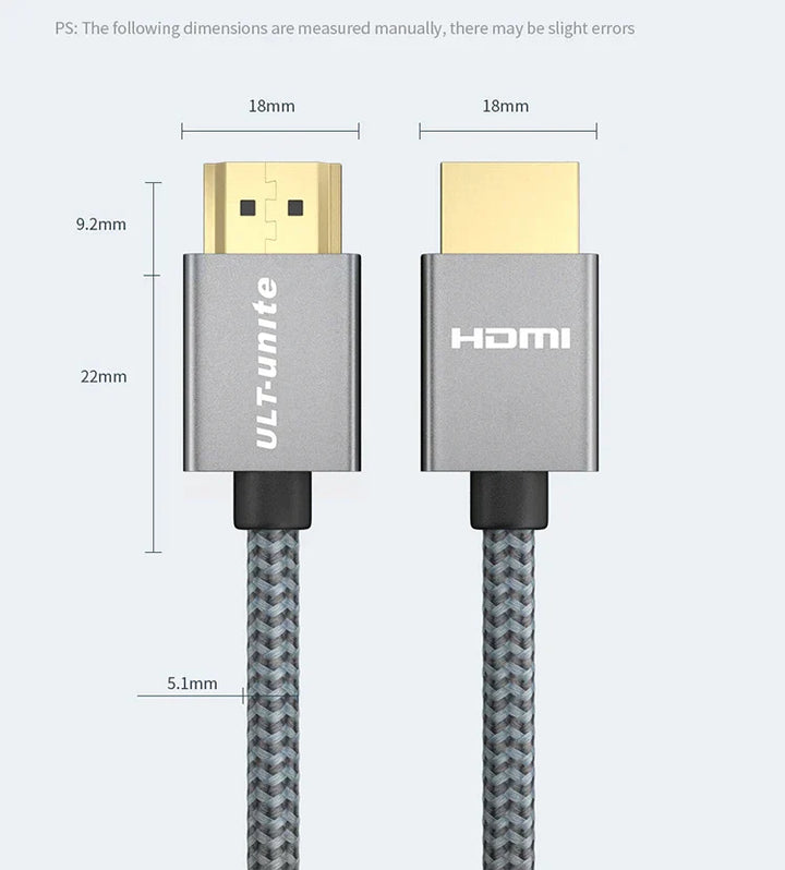 4K HDMI Cable High Speed 18Gbps HDMI 2.0 Cable HDR 3D Braided HDMI Cord ARC Compatible for MacBook Pro 2021 UHD TV Projector PC