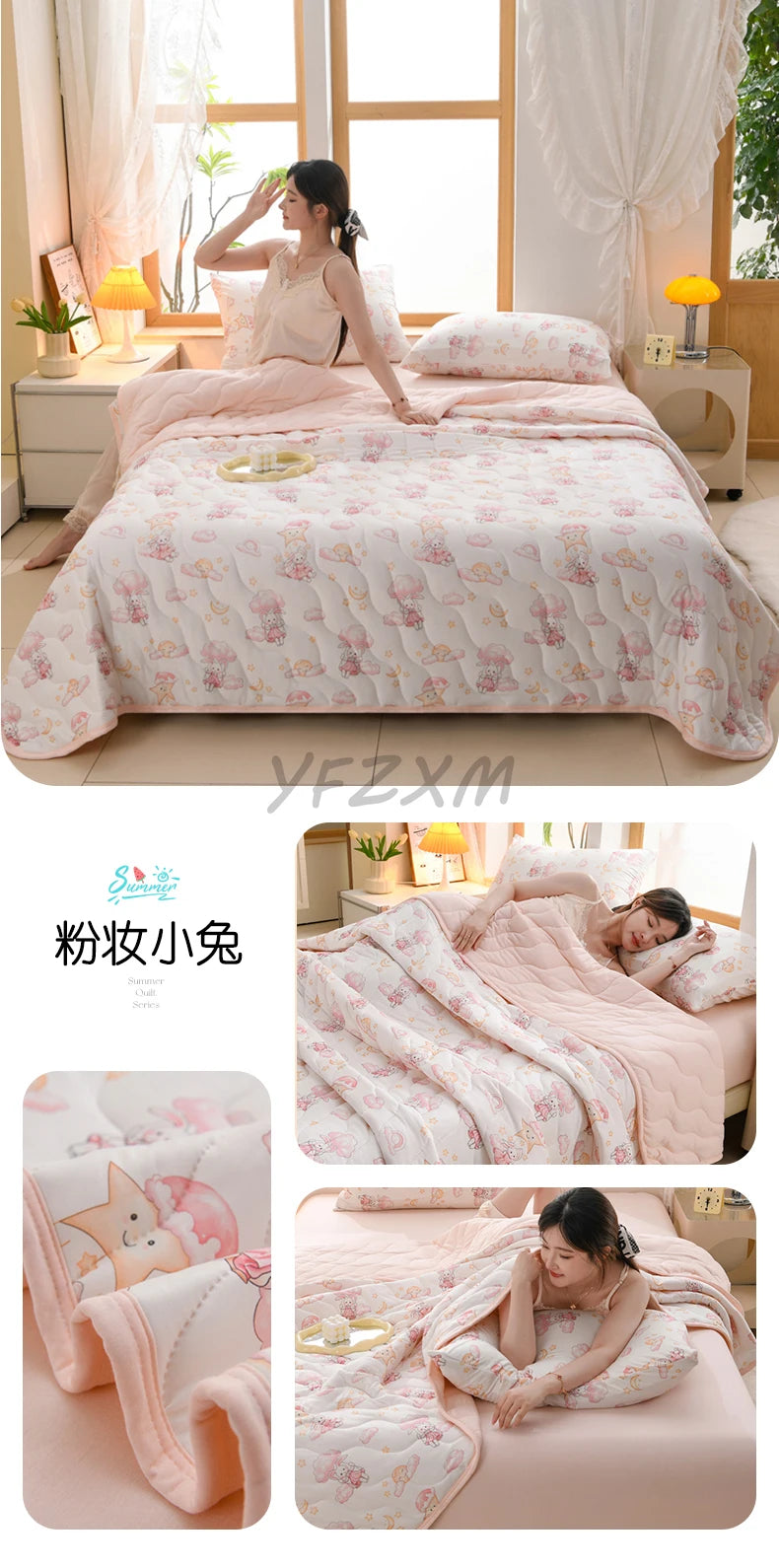 New Florals Spring Summer Blanket for Single Double Soft Skin-friendly Quilt Breathable Comfortable Air Conditioning Comforter