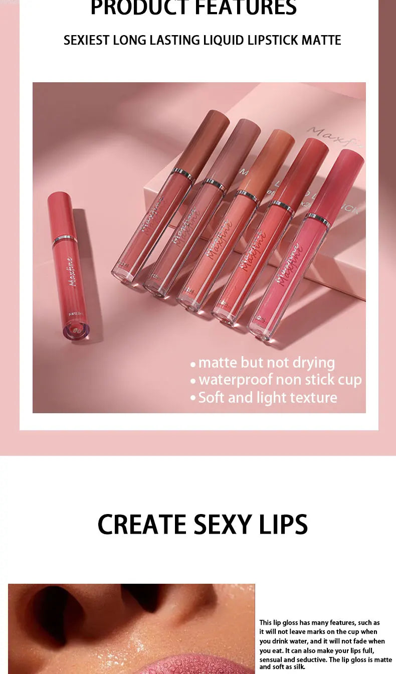 6-Color Waterproof Lip Gloss Set