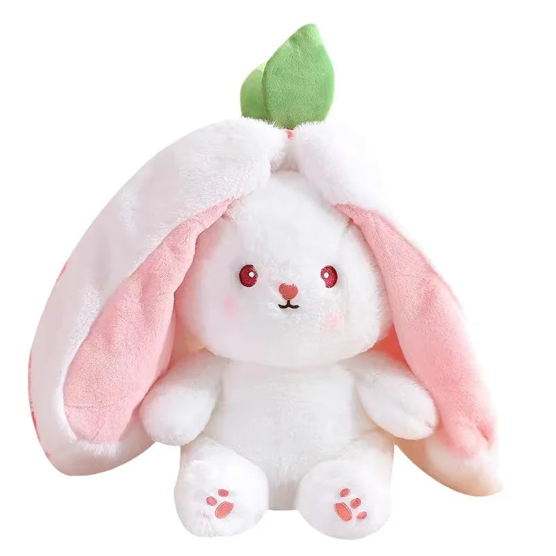 New transformation fruit rabbit plush toys for children with sleep pillow birthday gift female strawberry carrot rabbit dolls