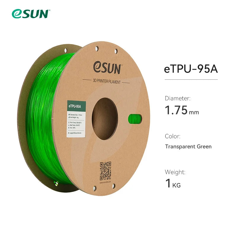 eSUN Flexible TPU Filament 1.75mm,TPU 95A 3D Printer Filament 1KG 2.2 LBS Spool 3D Printing Material For 3D Printers TPU 95A
