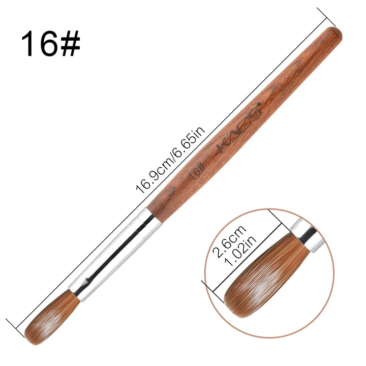 KADS Acrylic Nail Brush Crimped Kolinsky Sable UV Nail Art Gel Extension Brush Manicure Brush Flat Round Red Wood Nail Brush