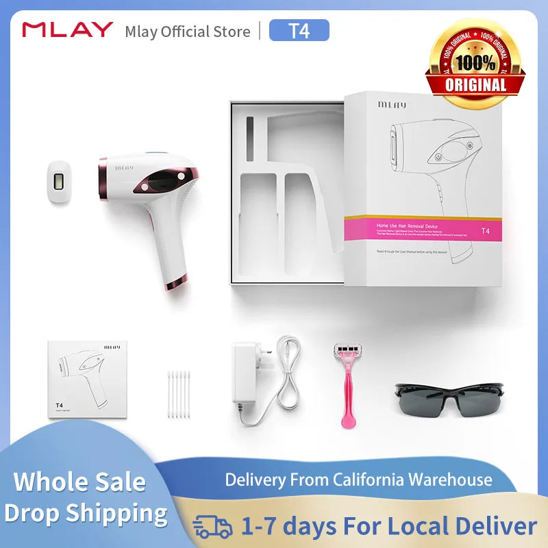 MLAY T4 IPL Laser Hair Removal Machine Ice Cool Permanent Face Body Bikini Epilator With 500000 Shots For Women Men Home Use
