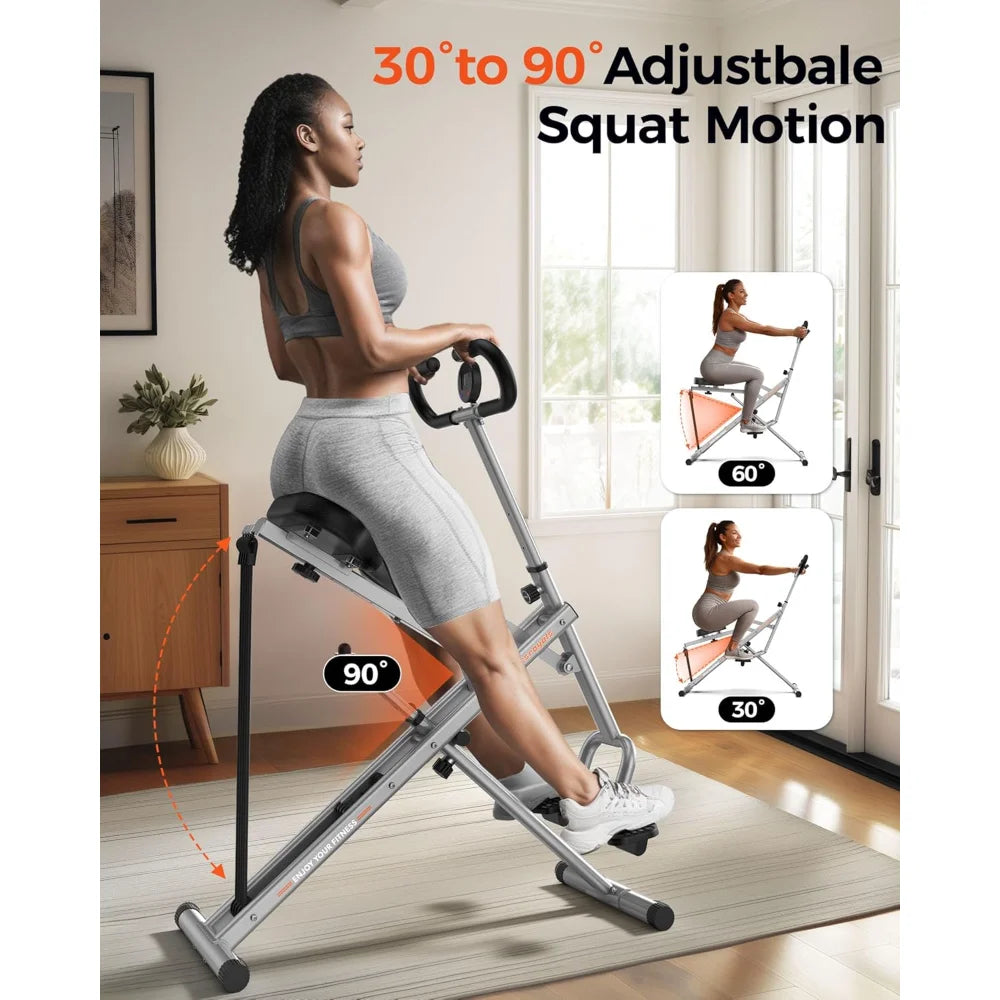 Pink Squat Machine for Home,Rodeo Core Exercise Machine,330lbs Foldable,Adjustable 4 Resistance Bands,Ride