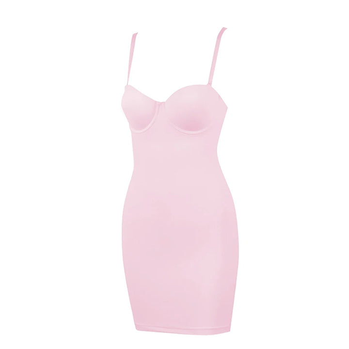 Slimming Full Length Shapewear Slips Nude Straight Tube Dress Body Shaper Women Skinny Under Dresses Underwire Cup Black