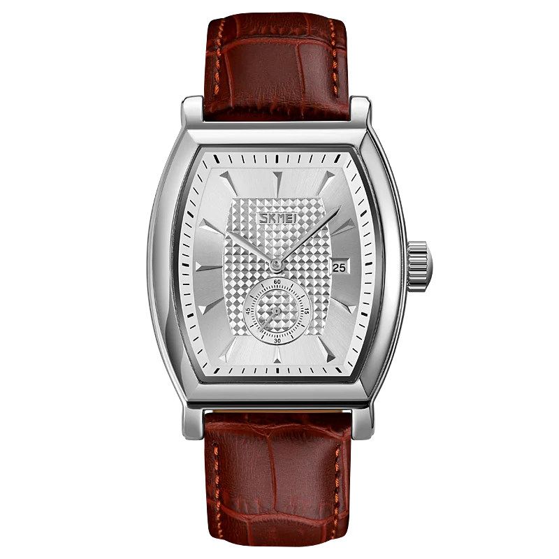 SKMEI relogio masculino Top Brand Luxury Genuine Leather Strap Business Mens Watches Waterproof Quartz Date Time Wristwatches