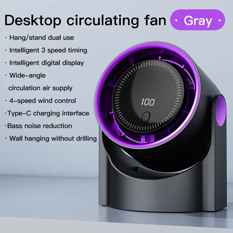 Xiaomi Smart Electric Fan 100 Speed Bladeless Fan USB Charging Desktop Silent Wall Mounted Air Conditioner Office Indoor Camping