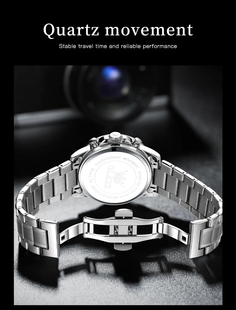 OLEVS Top Brand Men's Watches Casual Fashion Original Wristwatch Chronograph Waterproof Stainless Steel Luminous Date 2023 New