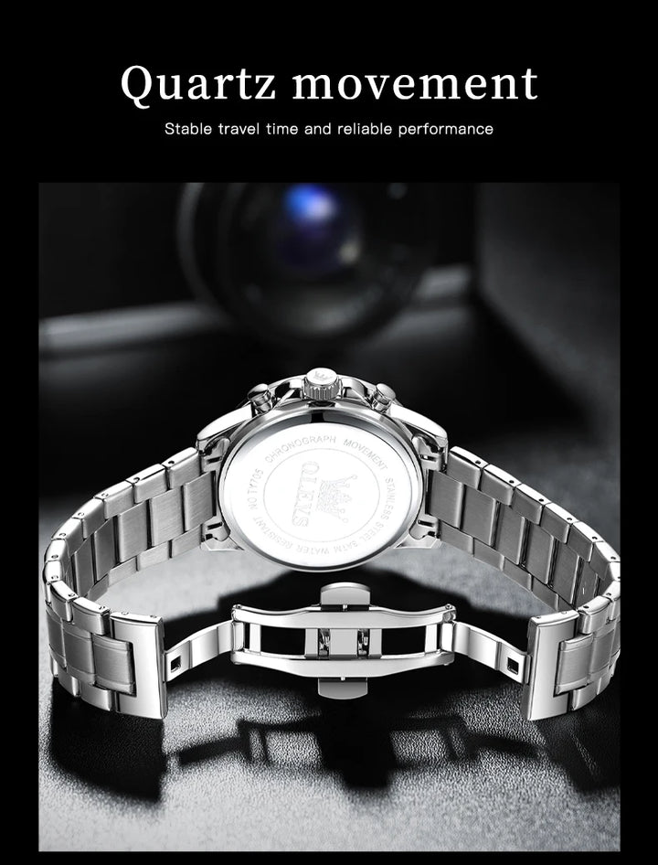 OLEVS Top Brand Men's Watches Casual Fashion Original Wristwatch Chronograph Waterproof Stainless Steel Luminous Date 2023 New