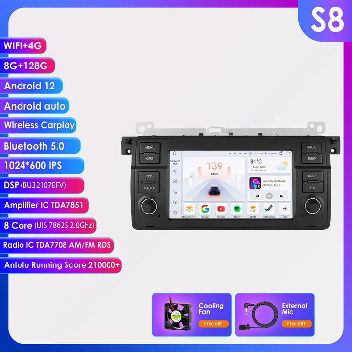 Hizpo 7" AI Voice Autoradio For BMW E46 M3 318/320/325/330/335 Android Auto Radio Carplay 4G DSP Car Multimedia GPS 2din Stereo