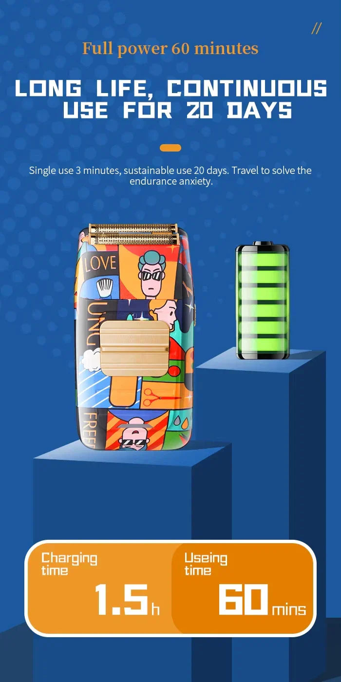 Kemei Professional Electric Hair Clipper Rechargeable Graffiti Pattern Beard Trimmer Men's Shaver KM-MAX2092 KM-MAX5090 KM-1102H