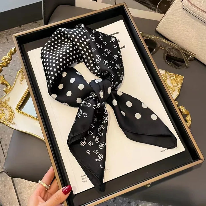 Luxury Women's Soft Satin Hair Scarves Fashion Square Printed Headscarf 70cm Professional Accessories Designer Scarf Headband