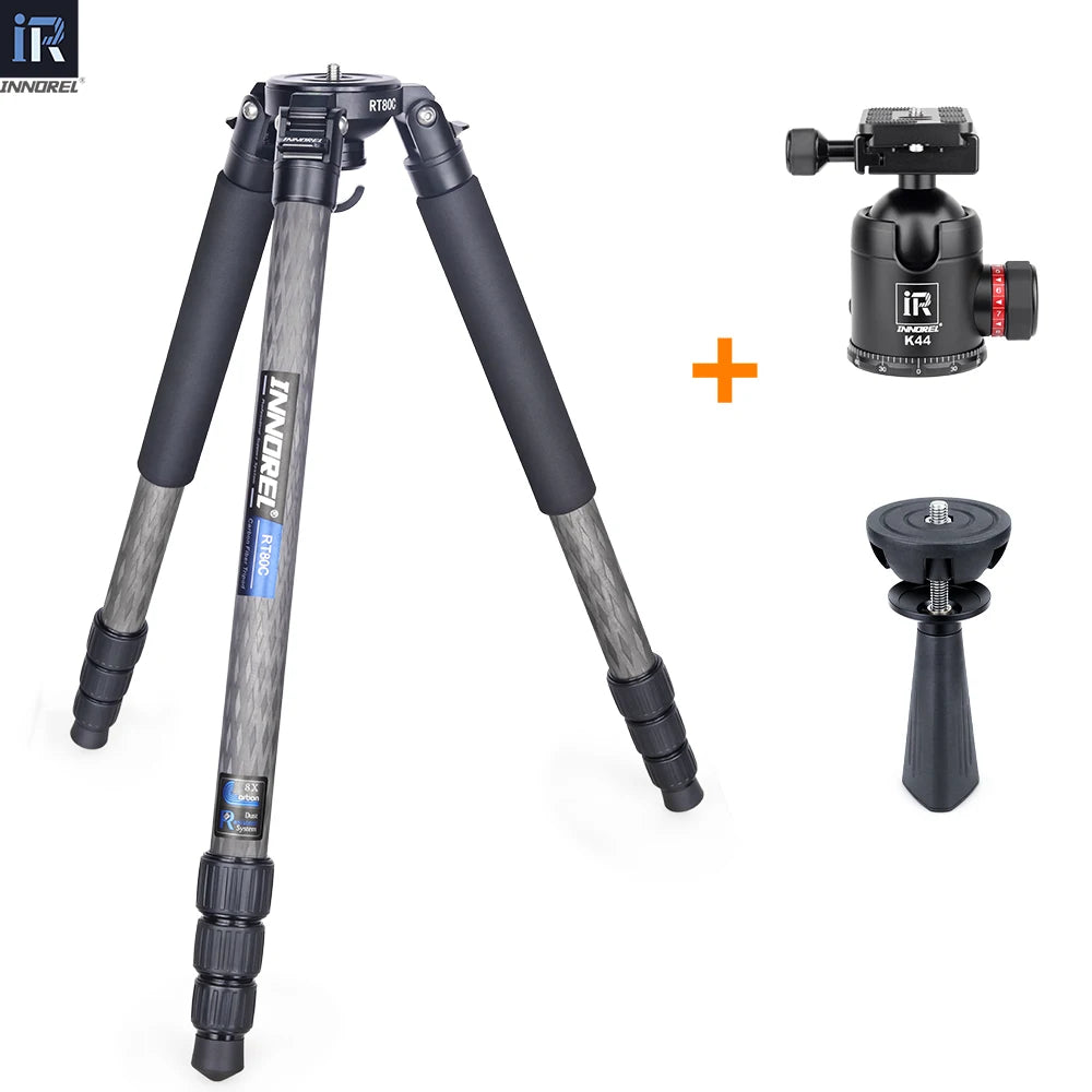 INNOREL RT80C Carbon Fiber Camera Tripod Professional Birdwatching Heavy Duty Tripod 75mm Bowl Adapter for DSLR Video Camcorder