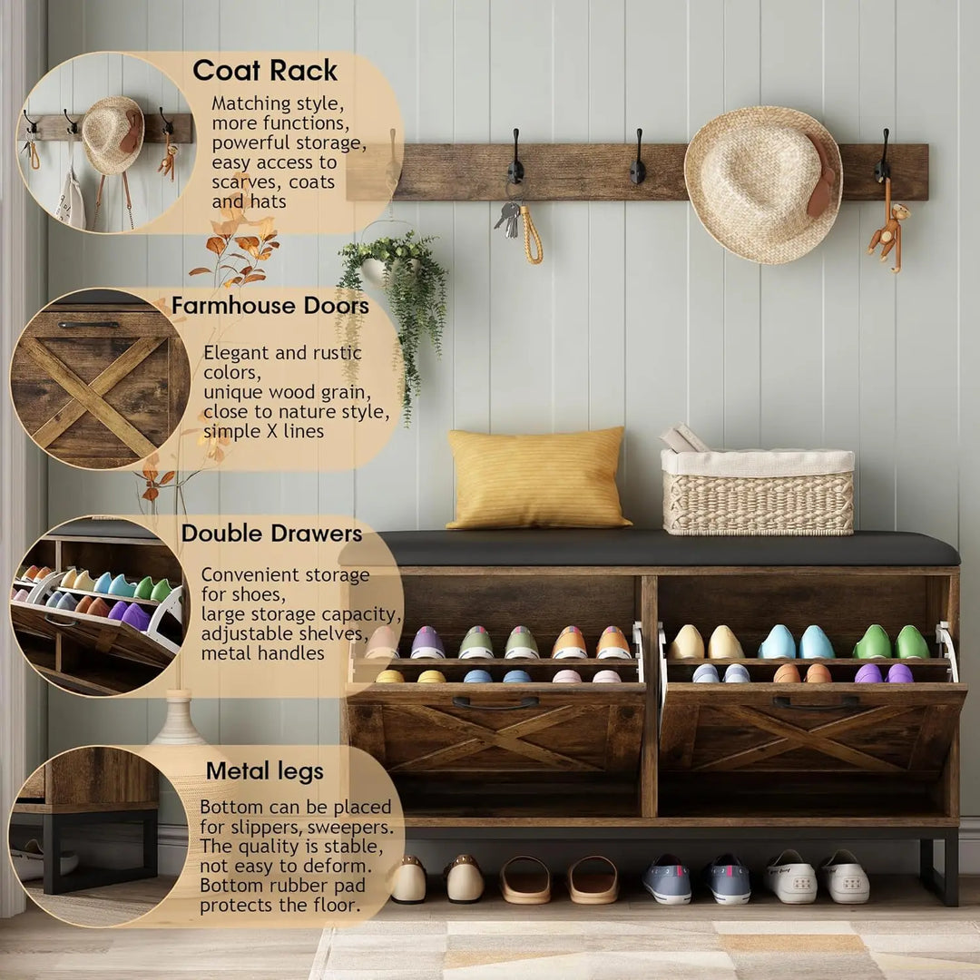 Shoe Cabinet with Flip Drawers