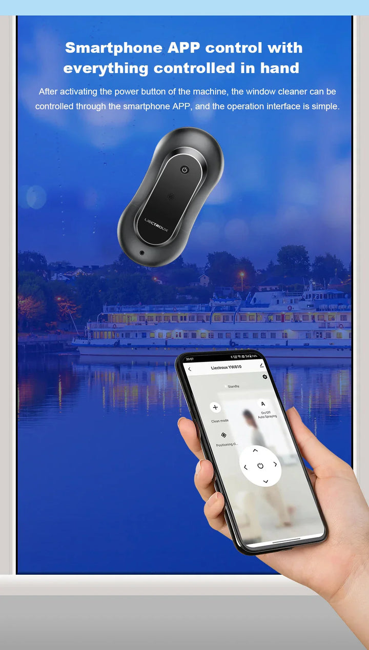 Window Cleaning Robot Liectroux YW810,Dual Water Spray,Smart Memory, Laser Sensor,Home Glass Floor Wall Robot Window Cleaner