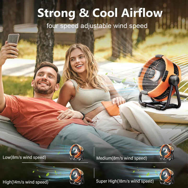 Camping Fan 20000mAh Rechargeable Portable Fan Outdoor Camping Wireless Tent Ceiling Fans with Hook and Light Air Circulators