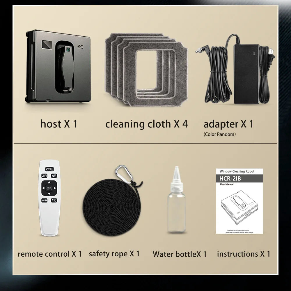 PuRuiKai Robot Window cleaner,Dual Water Spray,Smart Memory,High Vacuum Suction, Laser Sensor, Home Wall Glass Cleaning Robot