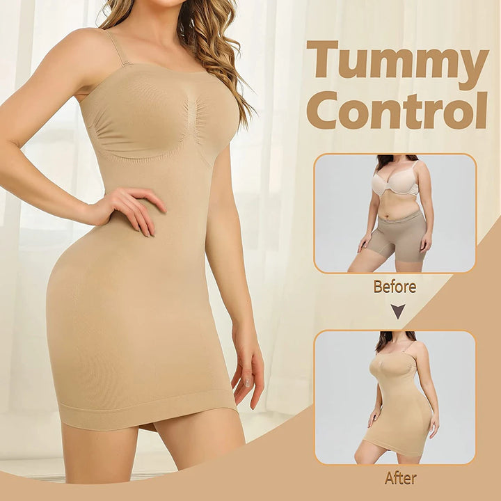 Strapless Shapewear Slip for Women Under Dress Full Slips Dress Tummy Control Camisole Body Shaper Seamless Corset Underwear