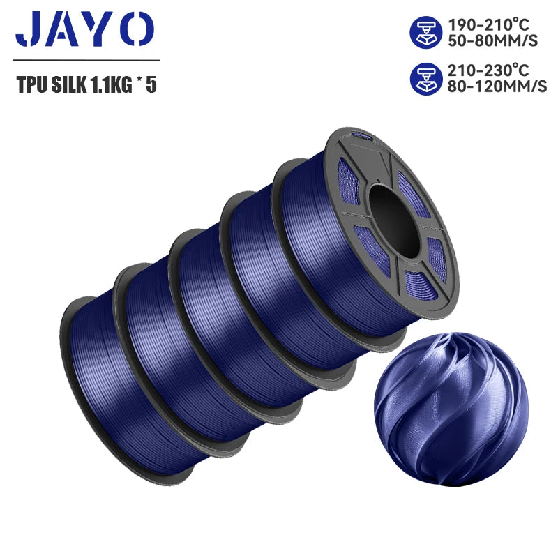 JAYO 5Rolls JAYO TPU SILK 98A 3D Filament Flexible 1.75mm+/-0.02mm 3D Printer SILK Texture Smooth High Quality New Fast Shipping
