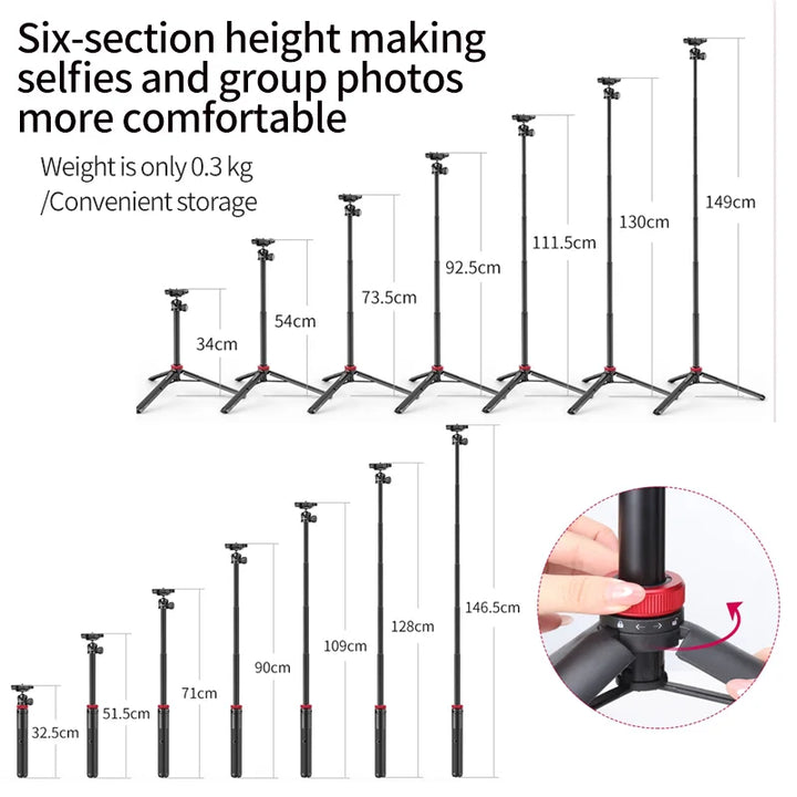 Ulanzi MT-44 Extend Livestream Tripod Stand 42inch Tripod with Phone Mount Holder Vertical Shooting Phone DSlR Camera Tripods