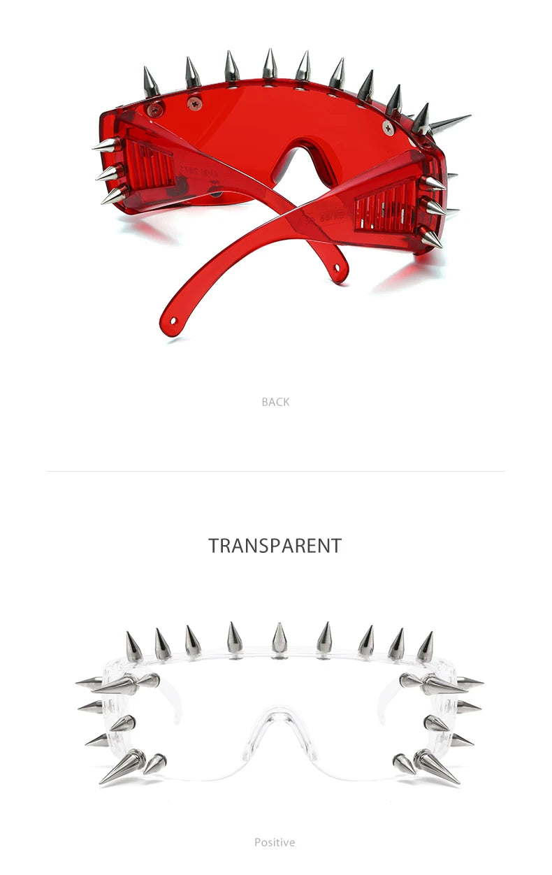 Steampunk Rivet Cyber Spike Decor Goggles Wild Rock Sun Glasses Women Men Metal Punk Conjoined Sunglasses Trendy Cool Eyeglasses