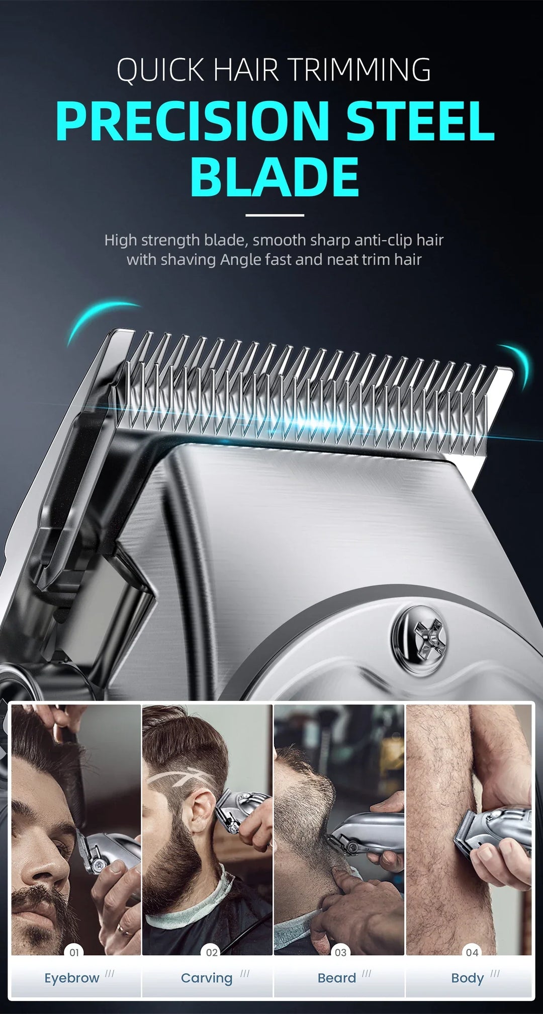 KIKIDO 2in1 Adjustable Cordless Hair Cutting Machine Full Metal Combo Kit Barber Hair Clipper Beard Shaver Kit for Men Gift2575T