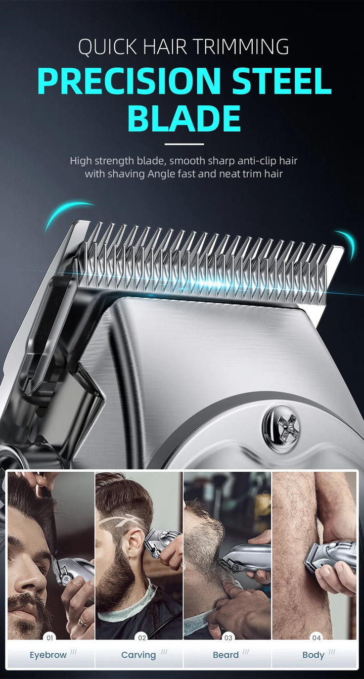 KIKIDO 2in1 Adjustable Cordless Hair Cutting Machine Full Metal Combo Kit Barber Hair Clipper Beard Shaver Kit for Men Gift2575T