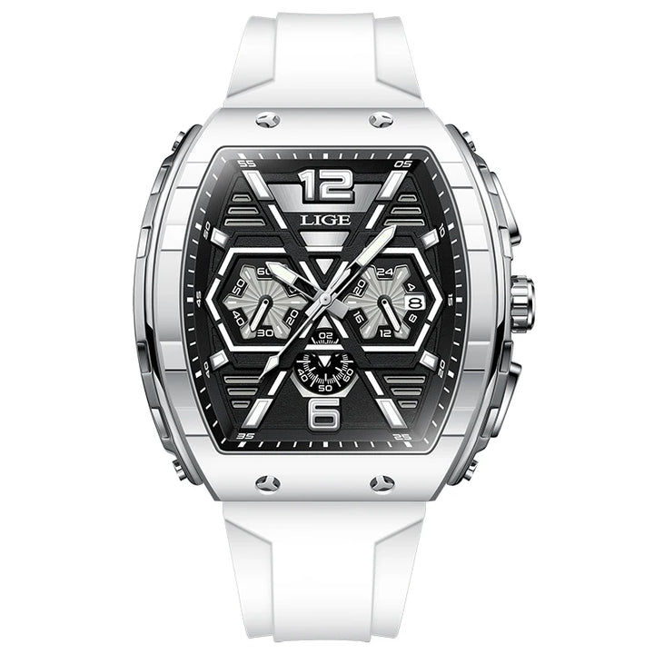 LIGE Outdoor Square Casual Sport Quartz Man Watch Top Brand Luxury Watches Fashion 50M Waterproof Auto Date Silicone Chronograph
