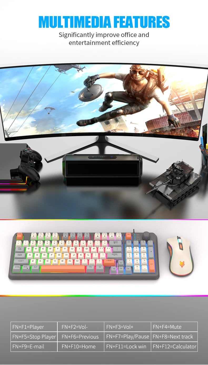K820 USB Wired Game Keyboard Mouse Set Illuminated Desktop/Laptop Home Office Female Male Keyboard
