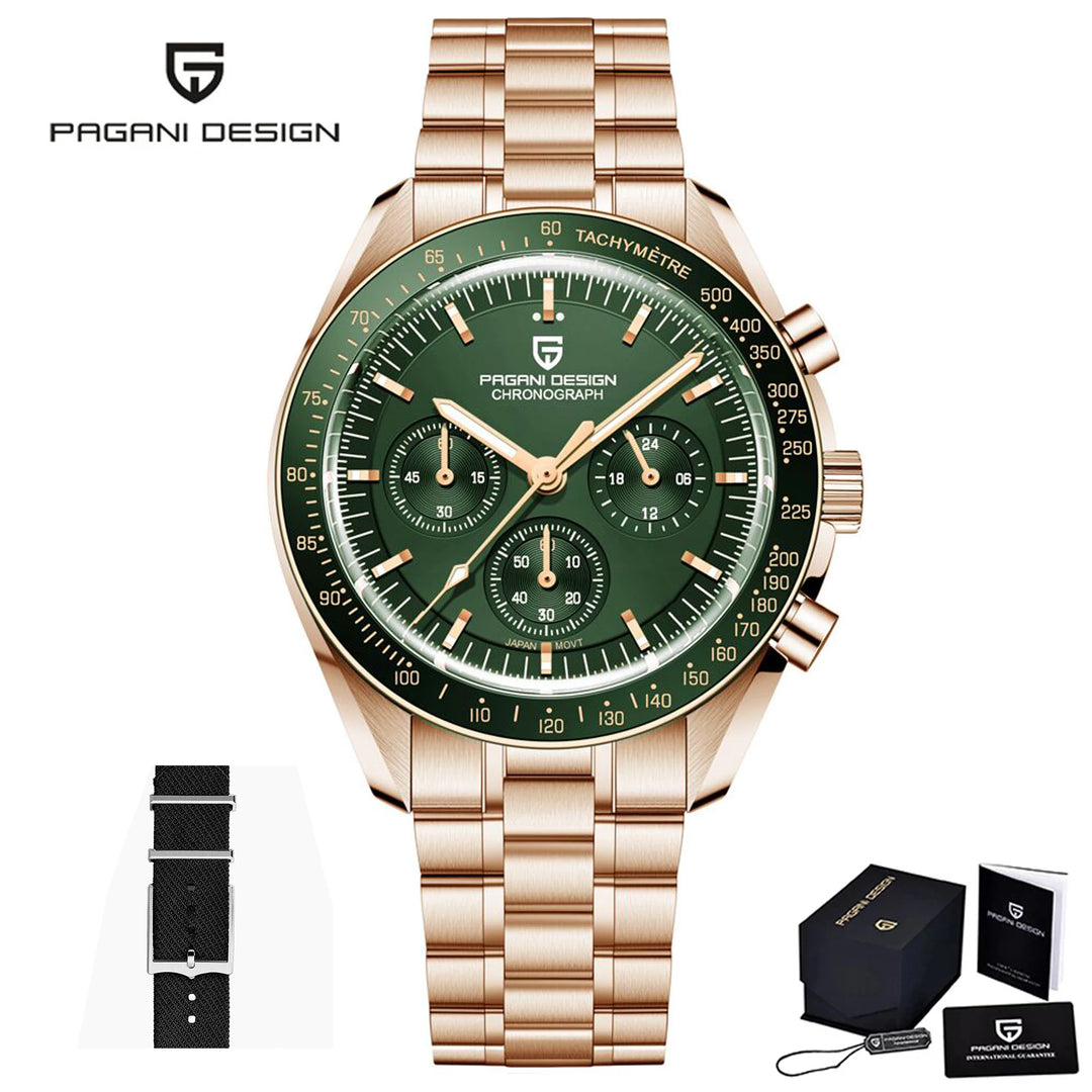 PAGANI DESIGN 2023 New Moon Watch For Men Quartz Multifunction Chronograph Sports Mens Watches Top Brand Luxury Sapphire Mirror